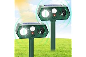 JAHY2TECH 2Pcs Ultrasonic Animal Repellent Outdoor Solar Animal Repeller with Motion Sensor&LED Strobe Light Cat Repellent Outdoor Deer Repellent Devices Waterproof Dog Deterrent Skunk Repellent for Yard Garden