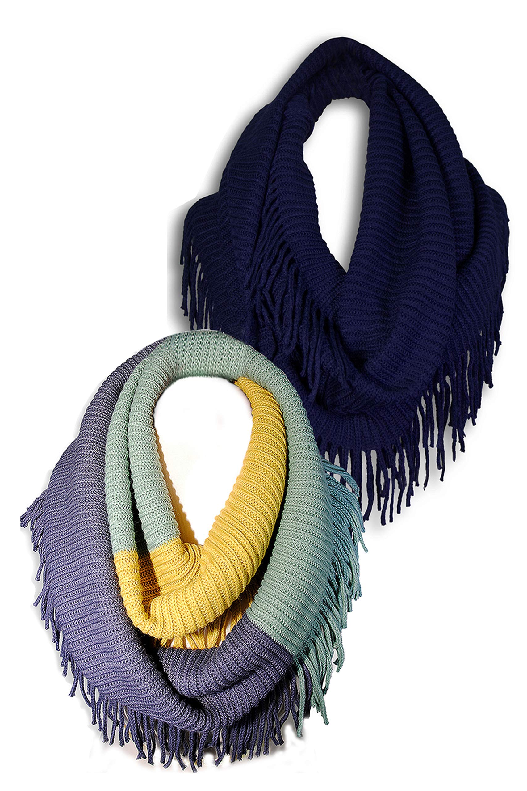 Basico Women Winter Warm Knit Infinity Scarf Tassels Soft Shawl Various Colors Basico Women Winter Warm Knit Infinity Scarf Tassels Soft Shawl Various Colors