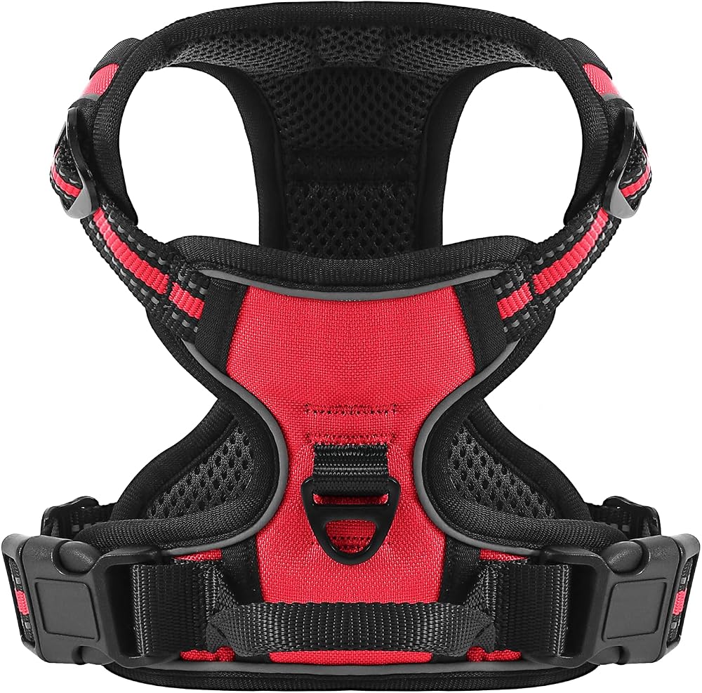 Belababy Dog Harness Small Medium Large No Pull Reflective Front Clip Red M