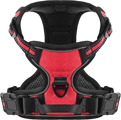Belababy Dog Harness Small Medium Large No Pull Reflective Front Clip Red M