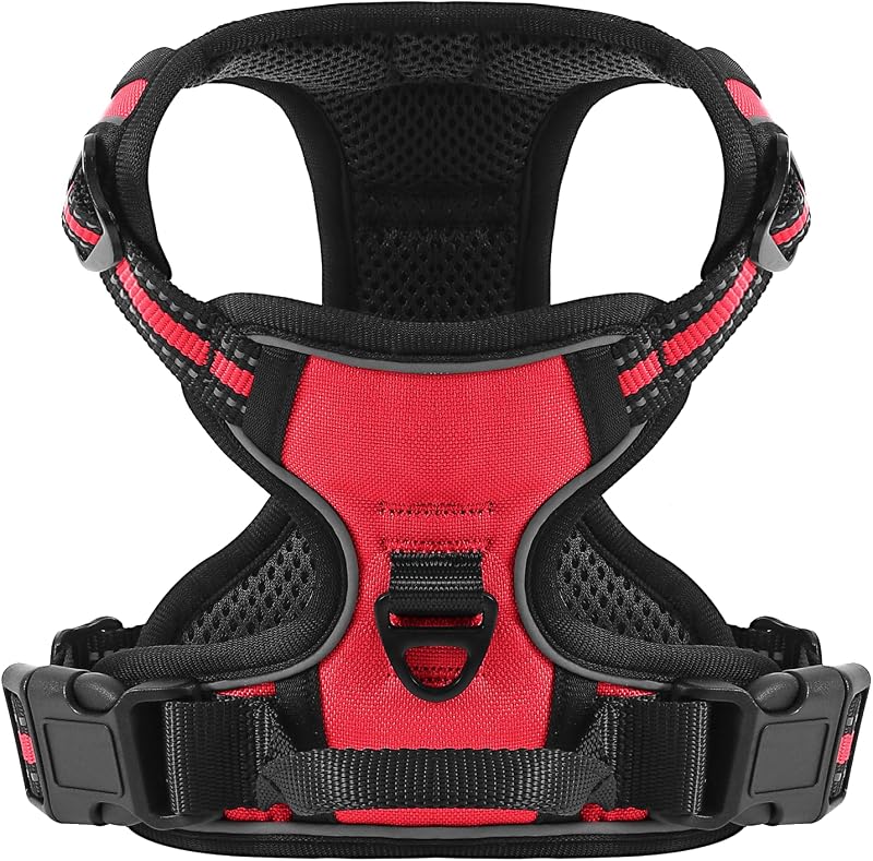 Belababy Dog Harness Small Medium Large No Pull Reflective Front Clip Red M