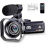 4K Camcorder Vlogging Camera for YouTube Ultra HD 4K 48MP Video Camera with Microphone & Remote Control WiFi Digital Camera 3