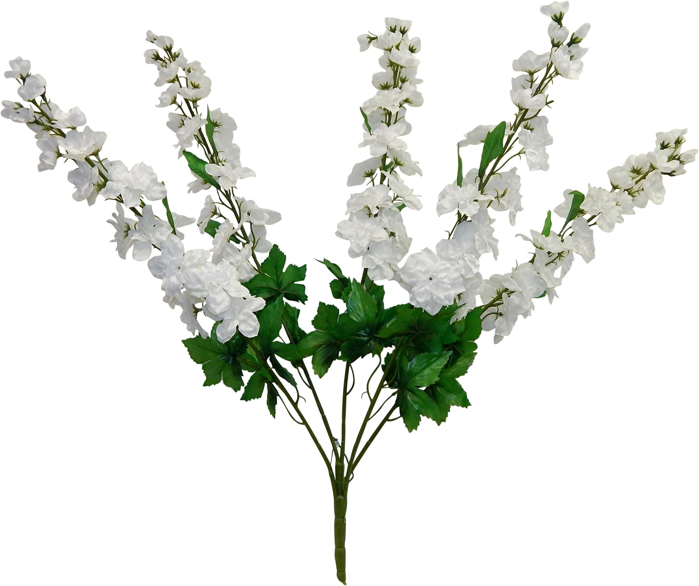 30" Delphinium Bush Artificial Silk Wedding Craft Bouquet Flower 5 Stems (White)