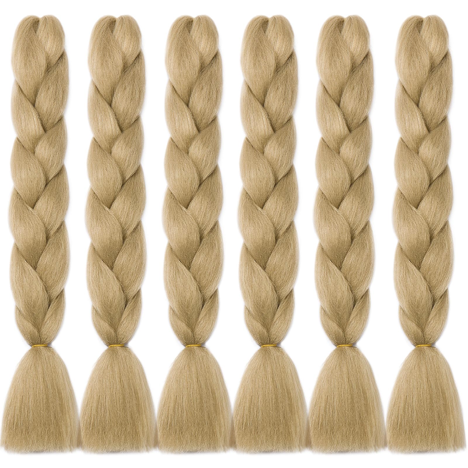 Cybelleza 24inch Braiding Hair Extensions for Braiding Ombre Jumbo Braiding Synthetic Hair 6PCS 600g Crochet Hair Box Braids for Women Braiding (Natural Blonde)