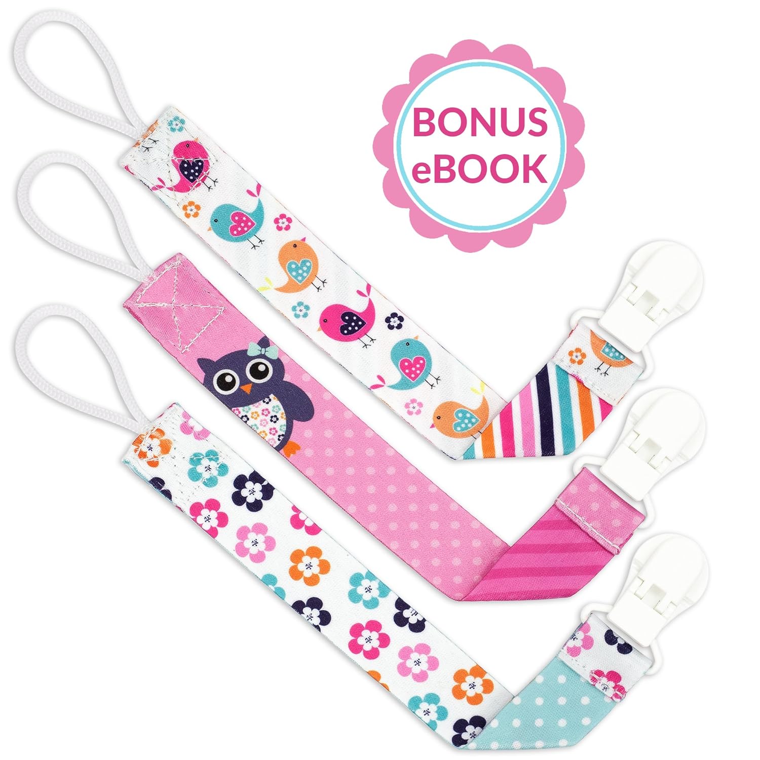 Liname® Dummy Clip for Girls with Bonus eBook 3 Pack Gift Packaging