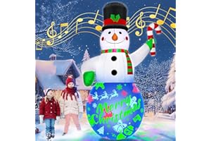 ZUKAKII 7Ft Christmas Inflatables Snowman Built-in Music Box & Rotating Colorful LED Lights, Christmas Inflatable Decoration Outdoor Blow Up Yard Decoration Snow Man for Holiday Party Xmas New Year