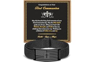 HEYOLL Cross Bracelet for Men Boys, Black American Flag Cross Bracelet Christian Religious Wrist Jewelry, First Communion/Confirmation/Baptism Gifts Ideas for Teen Boys