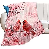 Red Cardinal Blanket Cute Cardinal Decor Throw Blanket Gifts for Girls Boys Cardinal Lover Couch Bedding Super Warm Soft Plush Lightweight Fleece Flannel Blanket for Kids Adults Men Women 50"X40"