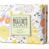 Where The Polka Dots Roam Light Floral Bedsheets Full Size, Super Soft Wrinkle Resistant Bedding Set for Boho Room Décor, Premium Floral White Full Bed Sheets for Girls, Teens and Master Bedrooms
