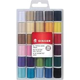 SINGER Polyester Sewing Thread Set, Assorted Colors, 50 Yards, 30 Count | 30 spools of polyester thread, 50 yards each (1,500 total); machine and hand sewing, plus 5 needles, threader and case