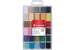 SINGER Polyester Sewing Thread Set, Assorted Colors, 50 Yards, 30 Count | 30 spools of polyester thread, 50 yards each (1,500 total); machine and hand sewing, plus 5 needles, threader and case