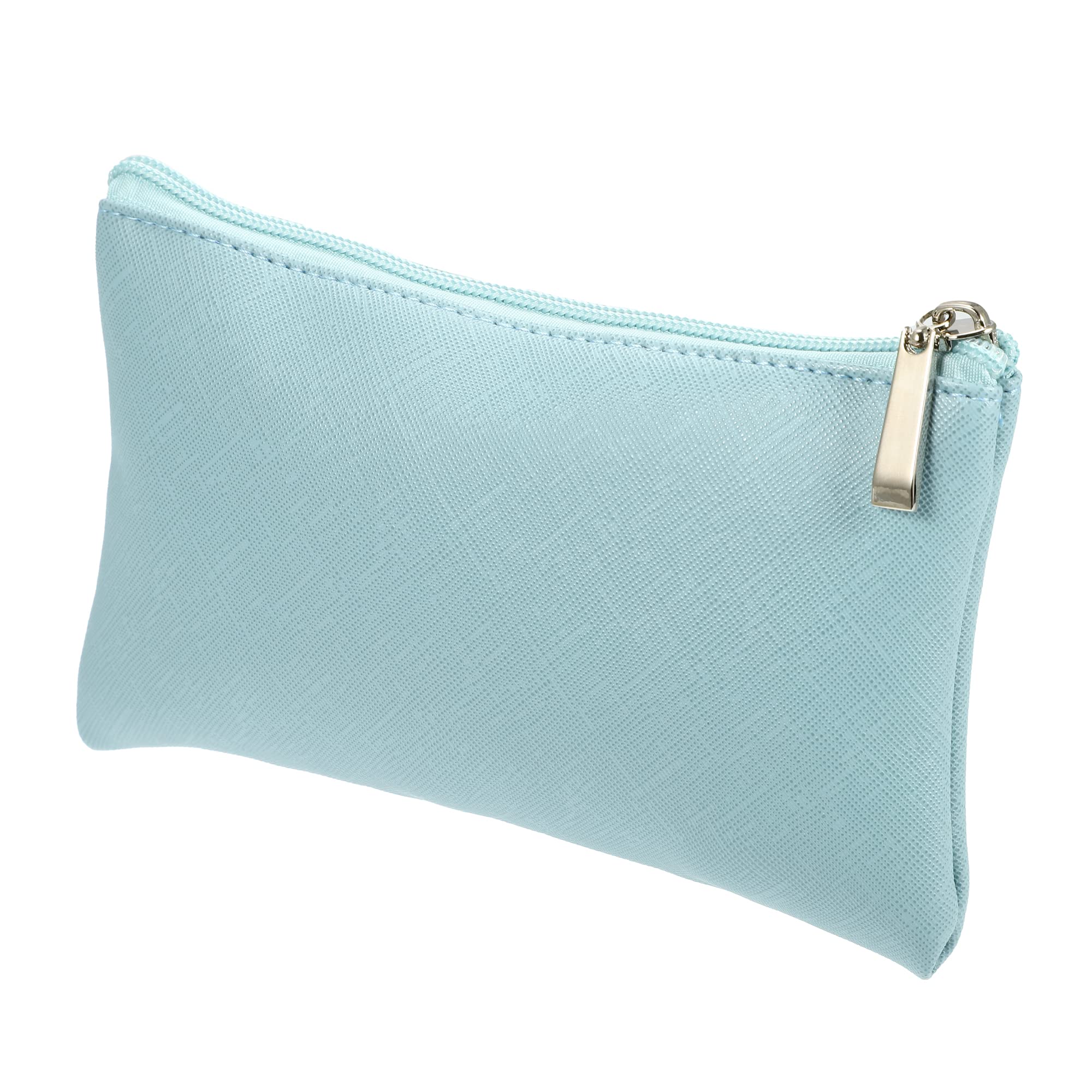 VOCOSTE Travel Makeup Bag, Makeup Brush Holder Light Blue, PU Leather, S