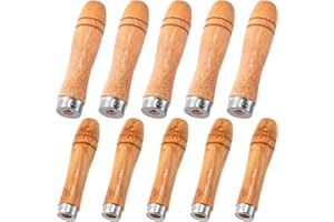 Lekgavd 10pcs Wooden File Handle with Strong Metal Collars, 2 Sizes Wooden Handle for 6"-8"/10"-12" File, Ergonomic Wood Handle for Screwdriver, Hand Drill, Crafts Making Tool