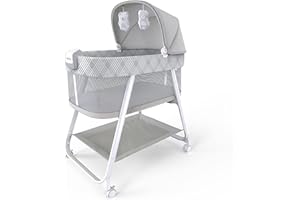 Ingenuity Lullanight Soothing Bassinet for Baby with Locking Wheels and-Night-Light, Newborn to 5 Months, Gem, 33.4x20.6x43.8