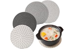 4 Pack Trivets for Hot Dishes, 7 Inch Woven Pot Holders for Kitchen, Heat Resistant Hot Pads for Countertop and Table, Absorb