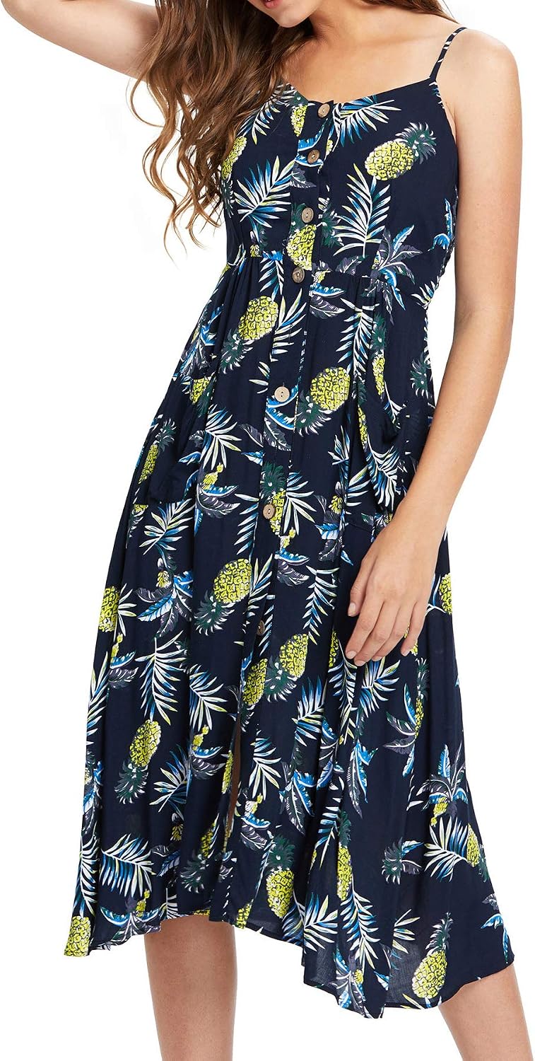 Milumia Women Casual Midi Cami Dress Flattering Vintage Modest Sundress