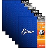 Elixir Electric Nanoweb 12102 Medium 11-49 Electric Guitar Strings 6-Pack w/Bonus Elixir Polishing Cloth