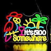 Fuzuneli Its 5 O'clock Somewhere Neon Sign for Wall Decor Dimmable Parrot USB Powered Five Oclock Beer Bar Neon Light for Man Cave