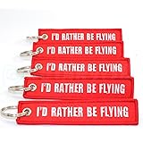 Rotary13B1I'D RATHER BE FLYING - Key Chain Tags Red/White - 5pcs