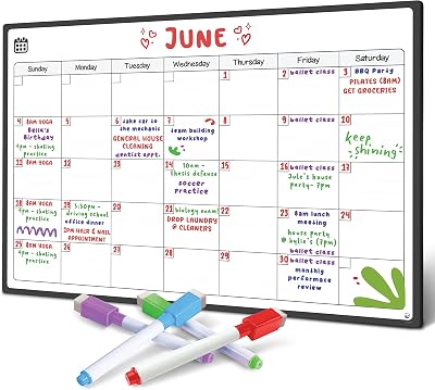 Smart Panda Magnetic Fridge Whiteboard Calendar Monthly Planner with 4 Colour
