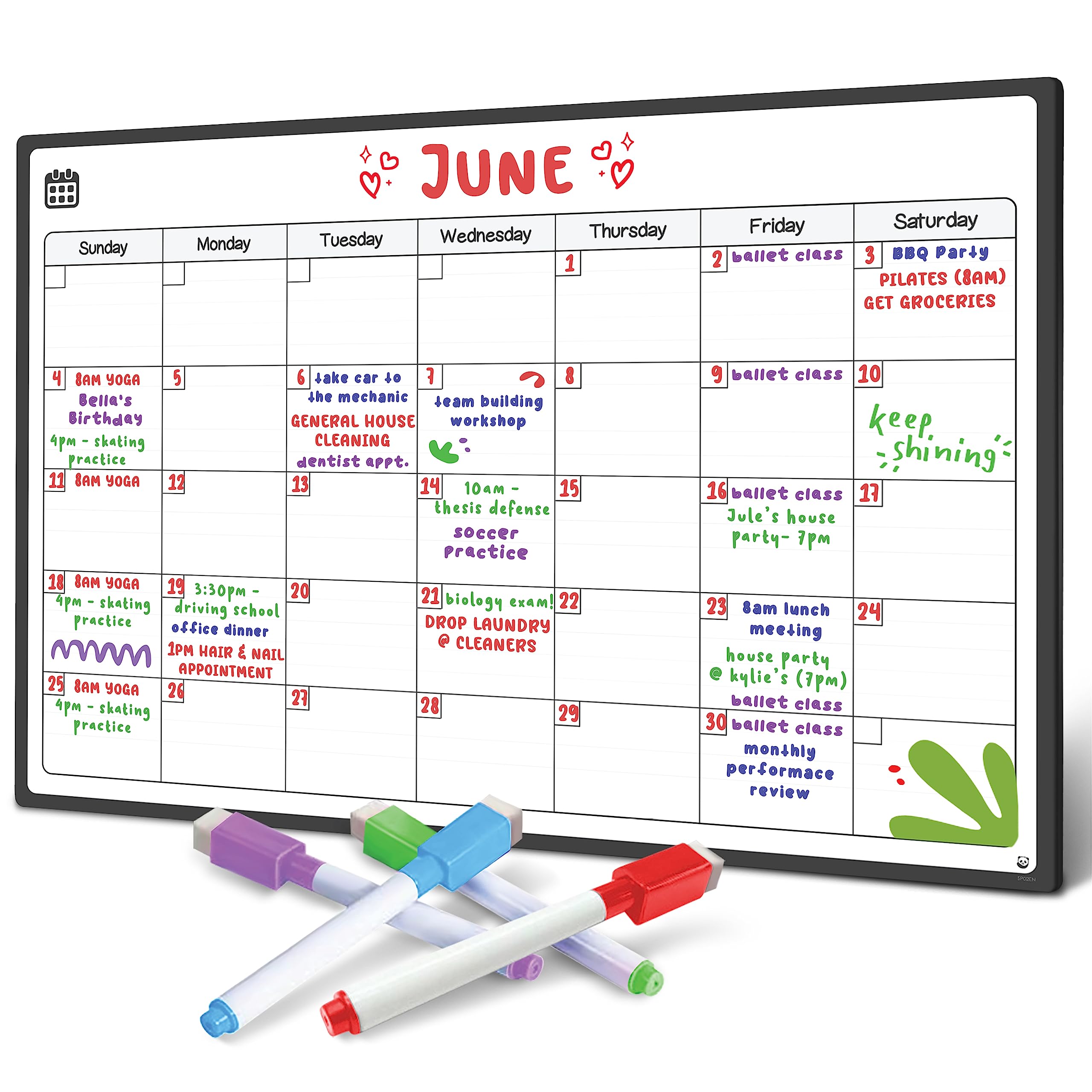 Magnetic Fridge Whiteboard Calendar by Smart Panda - Perfect Month Planner, Memo or Event Reminder for Adults and Children - Notice Board - Monthly