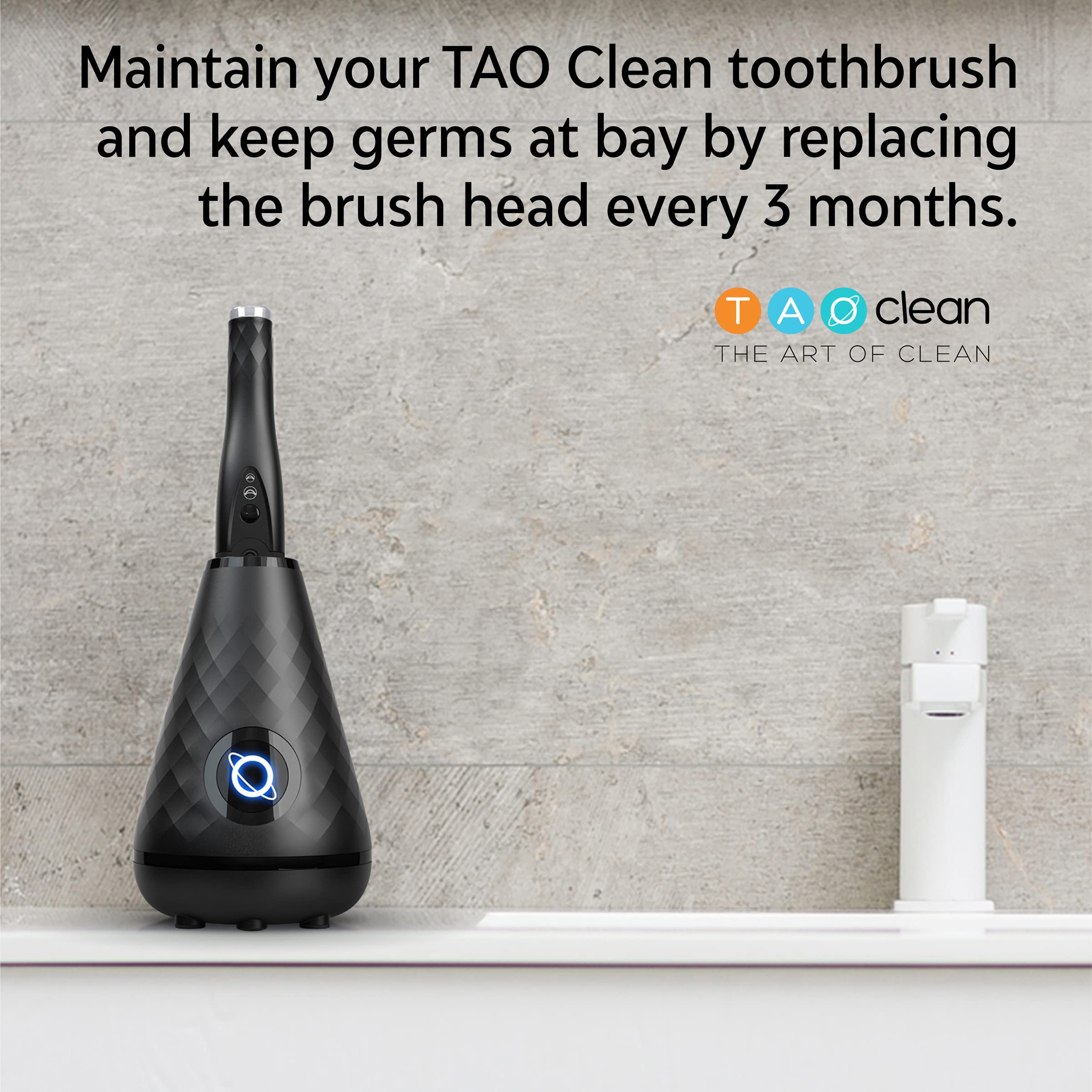 Tao Clean Umma Diamond Sonic Toothbrush Replacement Heads (3-Pack) – Replacement Heads for the TAO Clean Electric Toothbrush and Docking Station, Black