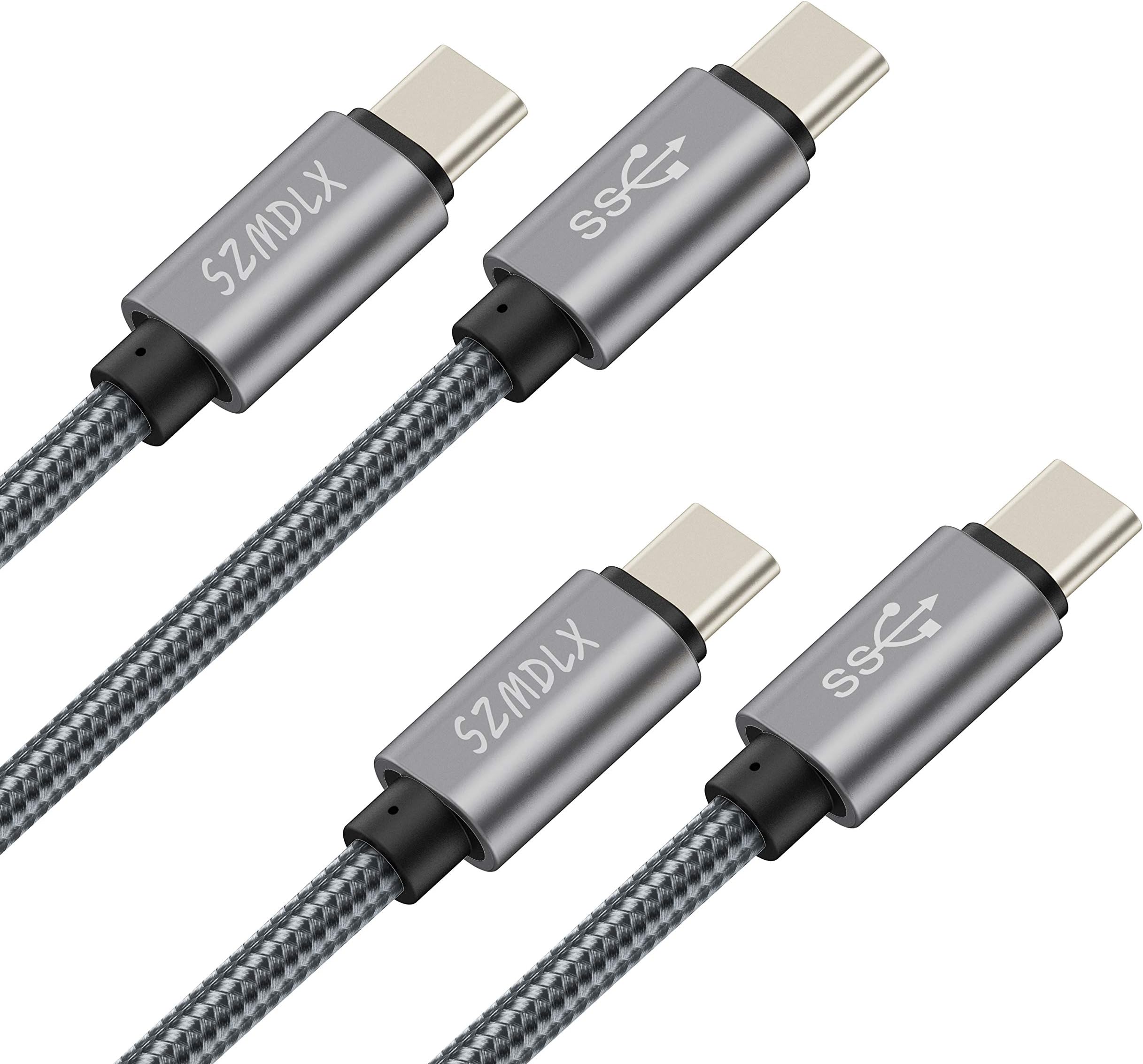 USB Type C Cable, SZMDLX USB C Cable 2 Pack (3.3ft,6.6ft) USB C to C Cable 3.1 Gen 1, Nylon Braided Fast Charger Cord for Galaxy S8/S8+, Google Pixel, Nintendo Switch, Nexus 6P, New MacBook and More