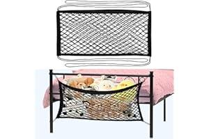 OFIRAY-HOME Stuffed Animal Storage Net for Kids, Bedside Toy Organizer Net - Neatly Store Your Stuffed Animals, Elastic Bedside Stuffed Animal Storage Net with Tether, Stretches up to 32 Inches, Black