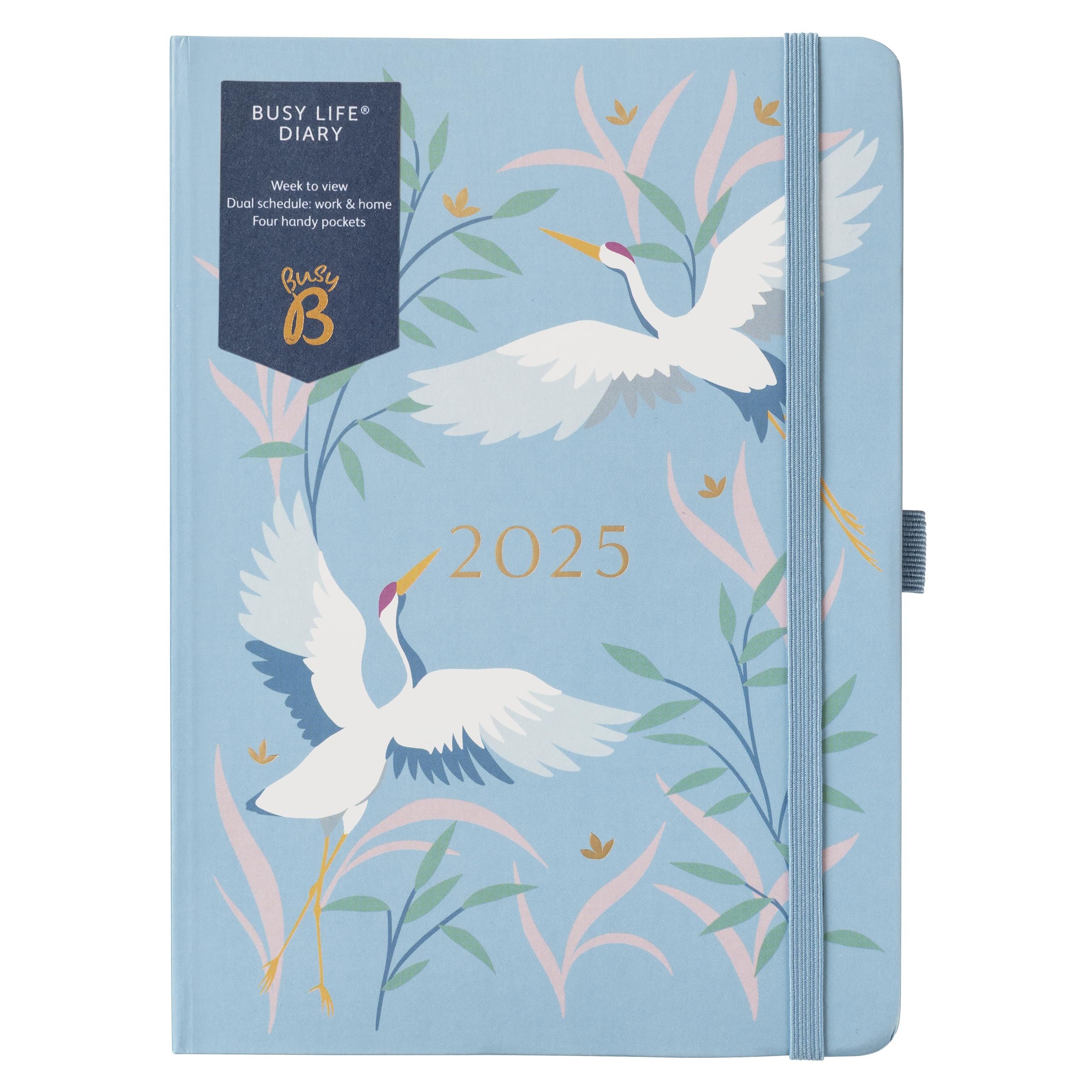 Busy B A5 2025 Diary - Busy Life Weekly Planner Journal – Life Diary for Students, Teachers, Work & More with Dual Schedules, Year Calendar, Pen Pockets & Elastic Closure Band - Birds Planner