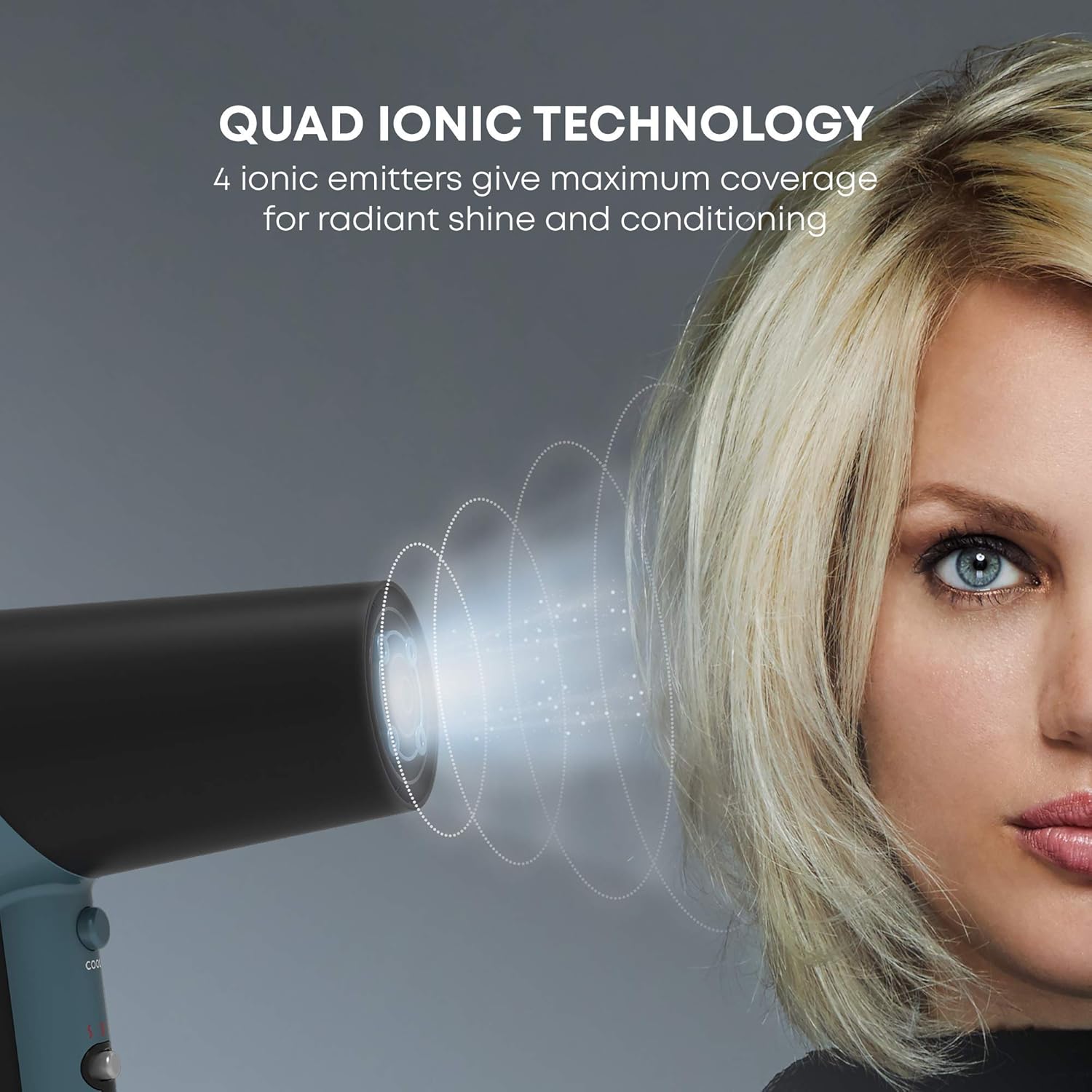 REVAMP Progloss Quad Ionic 3800 Hairdryer, Lightweight, Portable Hairdryer with Concentrator and Volumiser Attachment - Image 4