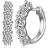 N9NEMUSES Moissanite Hoop Earrings for Women D Color Brilliant Round Cut Earrings, 18K White Gold Plated 925 Sterling Silver Huggie Earring, Hypoallergenic Wedding Earrings Jewelry Gifts for Women Men