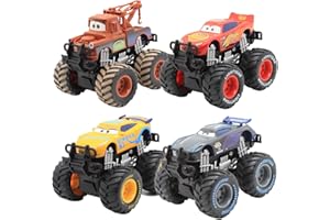 RULBAMN 4-Pack Movie Car 3 Toys, Tow Mater Toy, Lightning McQueen Toys, Jackson Storm, 1:55 Die-cast Toy Car Big Wheel Buggy (4 Pcs Big Wheel Car)