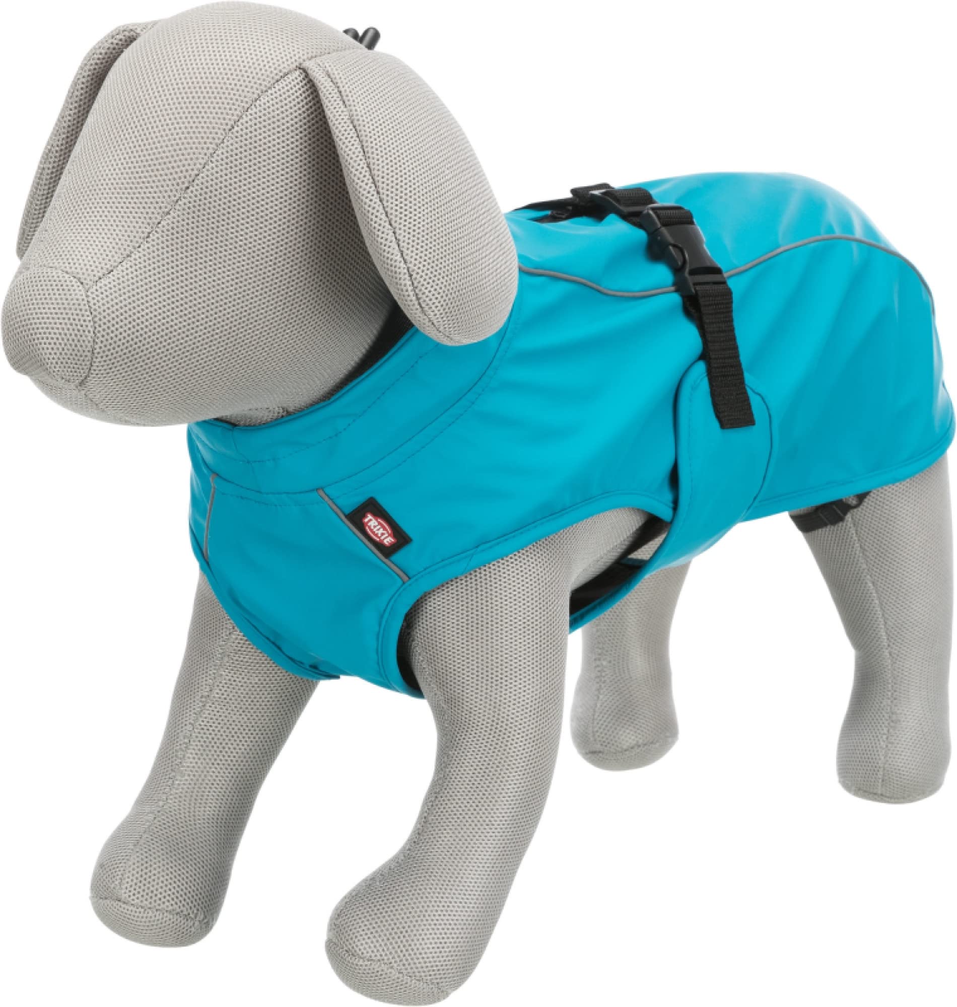 TRIXIE mackintosh Vimy for dogs size L turquoise - belly circumference 60 - 85 cm, back length 55 cm - dog mackintosh with reflective elements - comfortable & adjustable - 680206