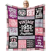 Stbyiz 75th Birthday Gifts for Women Blanket 60"x 50", 75 Year Old Gift for Women, Birthday Gifts for 75th Woman, 1951 Birthday Presents for Woman, 75 th Birthday Gift Ideas for Mom