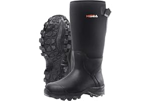 HISEA Rubber Hunting Boots, Tall Warm Neoprene Waterproof Insulated Basic Hunting Boots, Mens Adjustable Winter Boots Durable Slip Resistant Outdoor Hunting Fishing Working Boots for Men