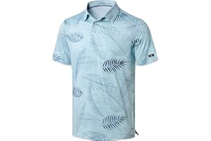 Obla Mens Golf Polo Shirts Short Sleeve Dry Fit Performance Moisture Wicking Casual Print Collared Golf Shirts for Men