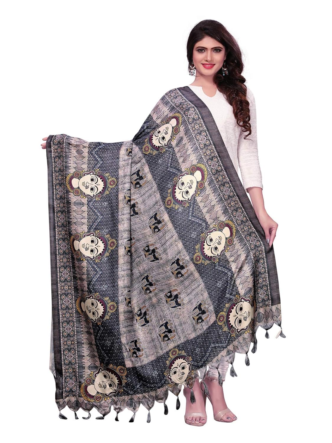kanchnar women's bhagalpuri silk digital print dupatta