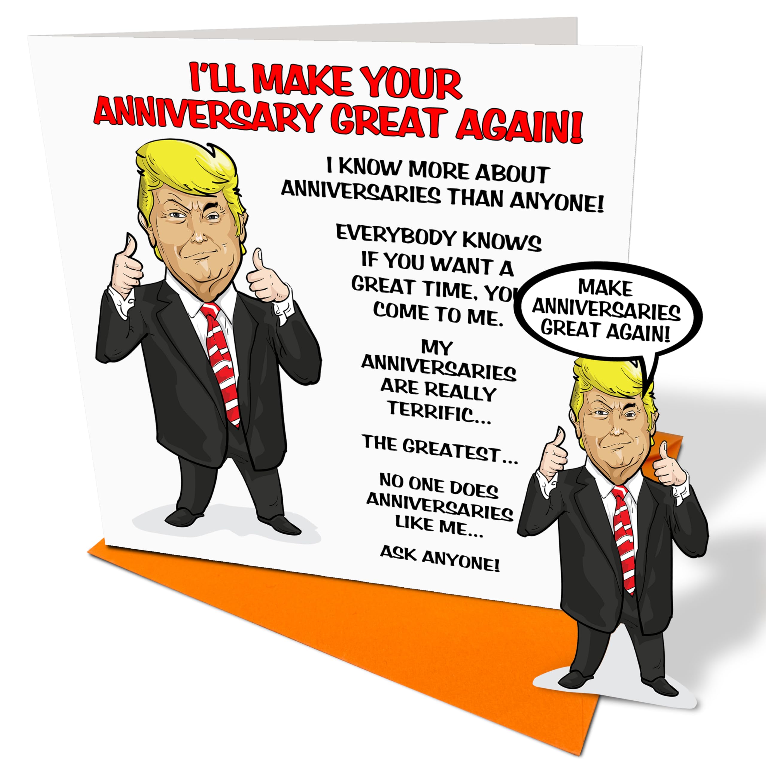 Funny Anniversary Card - With Miniature Desktop Donald Trump - Novelty Anniversary Card - Ideal for Wedding, First Date, Civil Partnership Etc