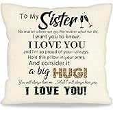 Big Sister Gift for Girls Sister Elephant Decorative Throw Pillow Cover Presents for Soul Sister Best Friend Birthday Chirstmas Friendship Gift Inspirational Quote Keepsake 18x18 Inch (My Sister)