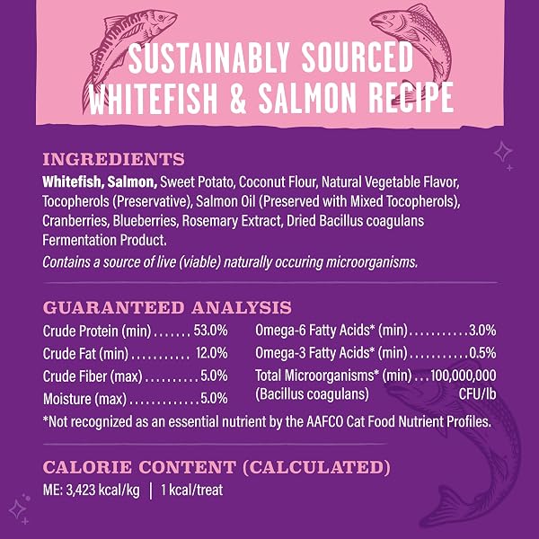 STELLA & CHEWY’S MEOWFULLS FREEZE DRIED CAT TREATS – WHITEFISH & SALMON RECIPE – RAW PROTEIN WITH PROBIOTICS & SALMON OIL – 1 CALORIE PER TREAT – 1.5 OZ