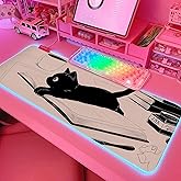 JMIYAV Pink RGB Gaming Mouse Pad 31.5x12 Inch PC XL Large Extended Glowing Led Light Up Desk Pad Non-Slip Rubber Base Computer Cute Mousepad Mat Desk Accessories Gaming Setup 810