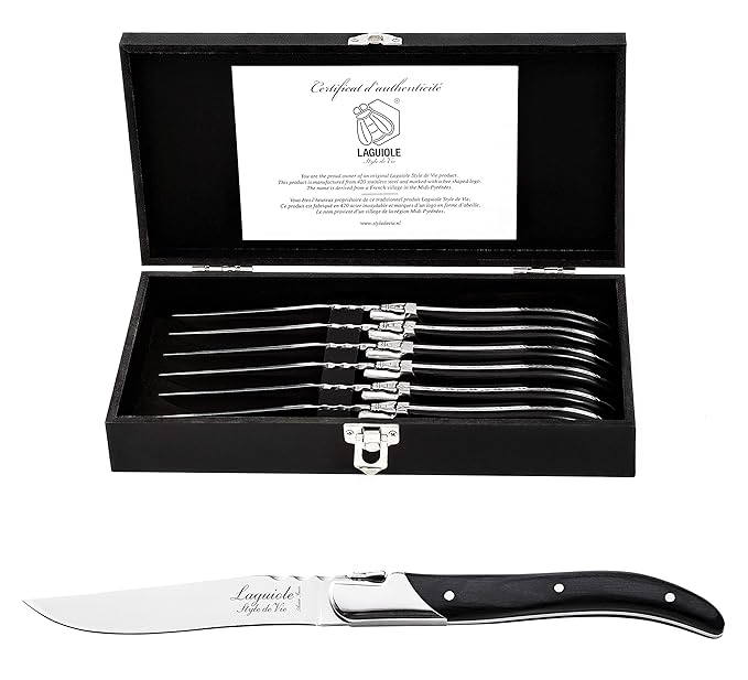 Laguiole Style de Vie Steakmesser Luxury Line, 6-teilig, Ebenholz