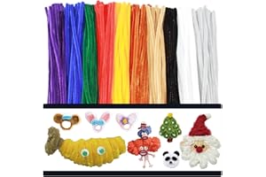 AHUIFT 120PCS Pipe Cleaners Craft 10 Colors Chenille Stems Bulk Assorted Thick Colorful Fuzzy Wire Sticks Fluffy Art Supplies for Kids, Toddlers, Teachers