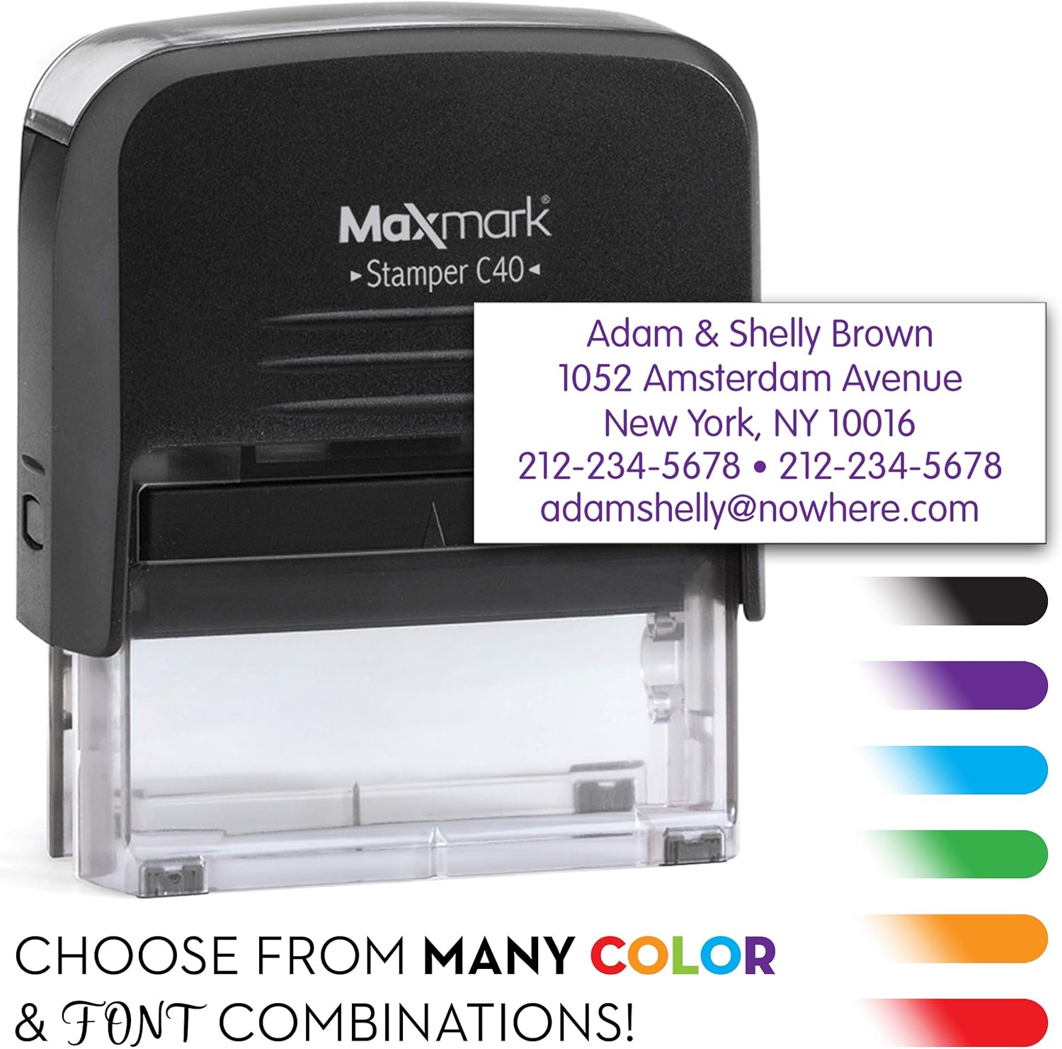 MaxMark Large Size - 5-Line Custom Return Self Inking Address Stamp - w/ 5-Year Warranty