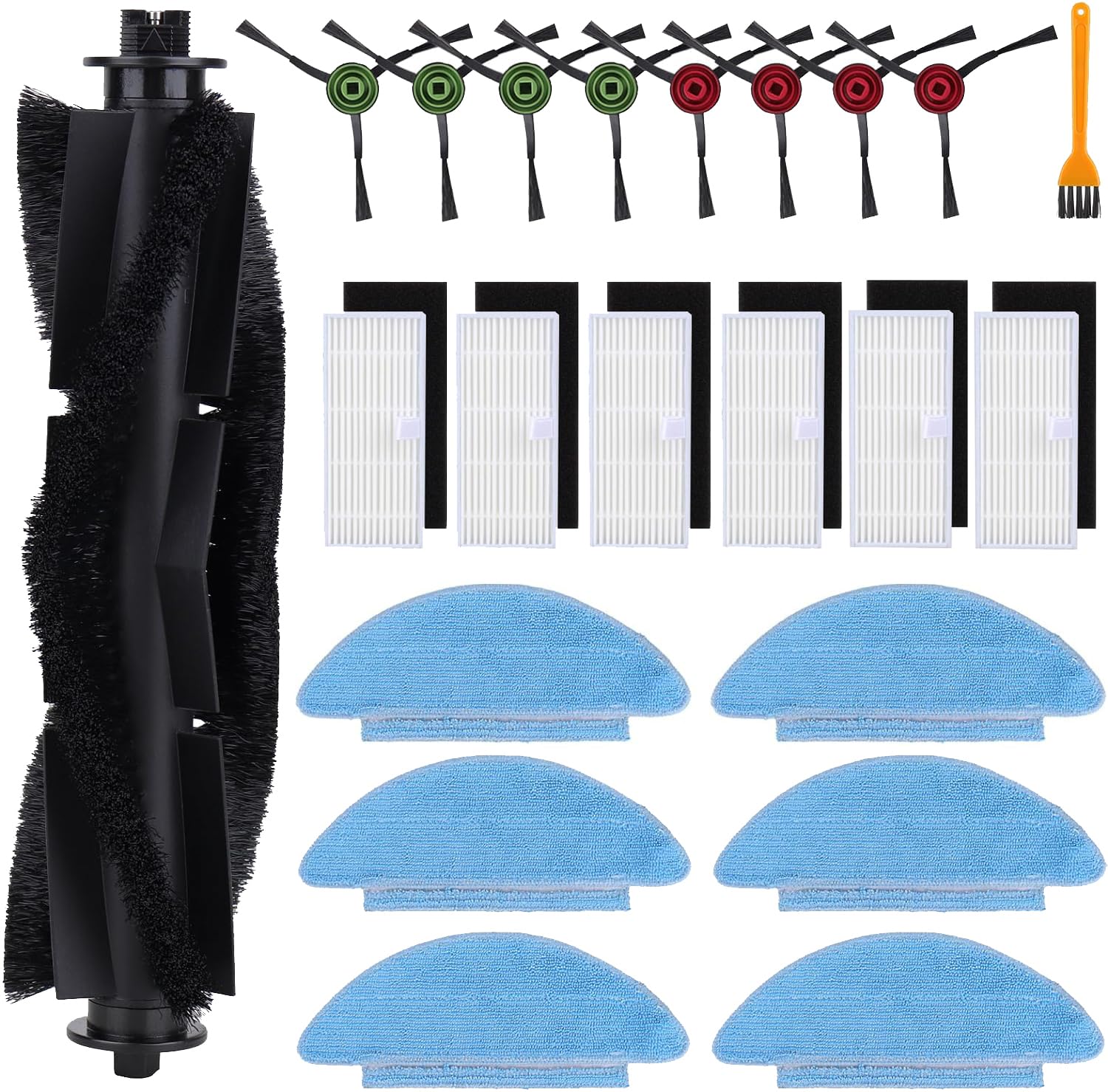 Photo 1 of 22pcs Replacement Part Kit for Tikom L9000 L8000 Pro, Lubluelu SL60D, Laresar L6 Nex Robotic Vacuum Cleaner Spare Parts, 1 Main Roller, 8 Side Brush, 6 Hepa Filter, 6 Mop Cloths,1 Cleaning Brush
