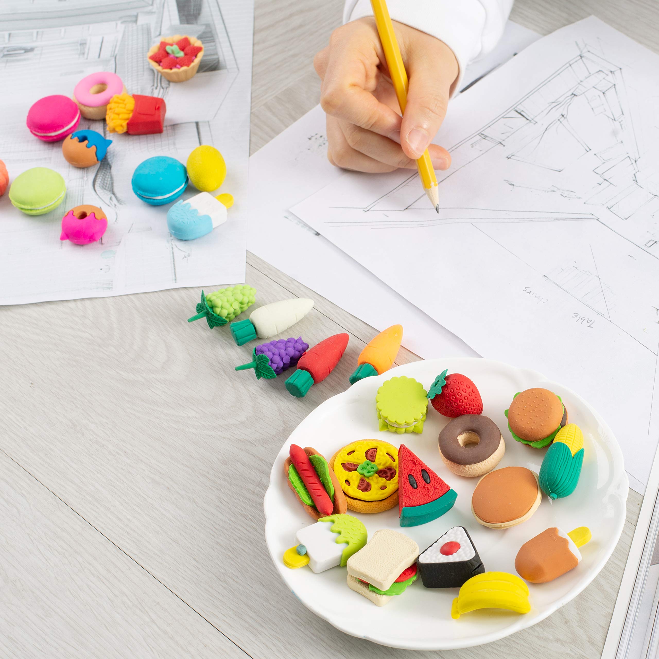 Mr. Pen- Mini Food Erasers for Kids, 30 pcs, 3D Mini Erasers for Kids, Non-Toxic & Safe for Children, No Smudge