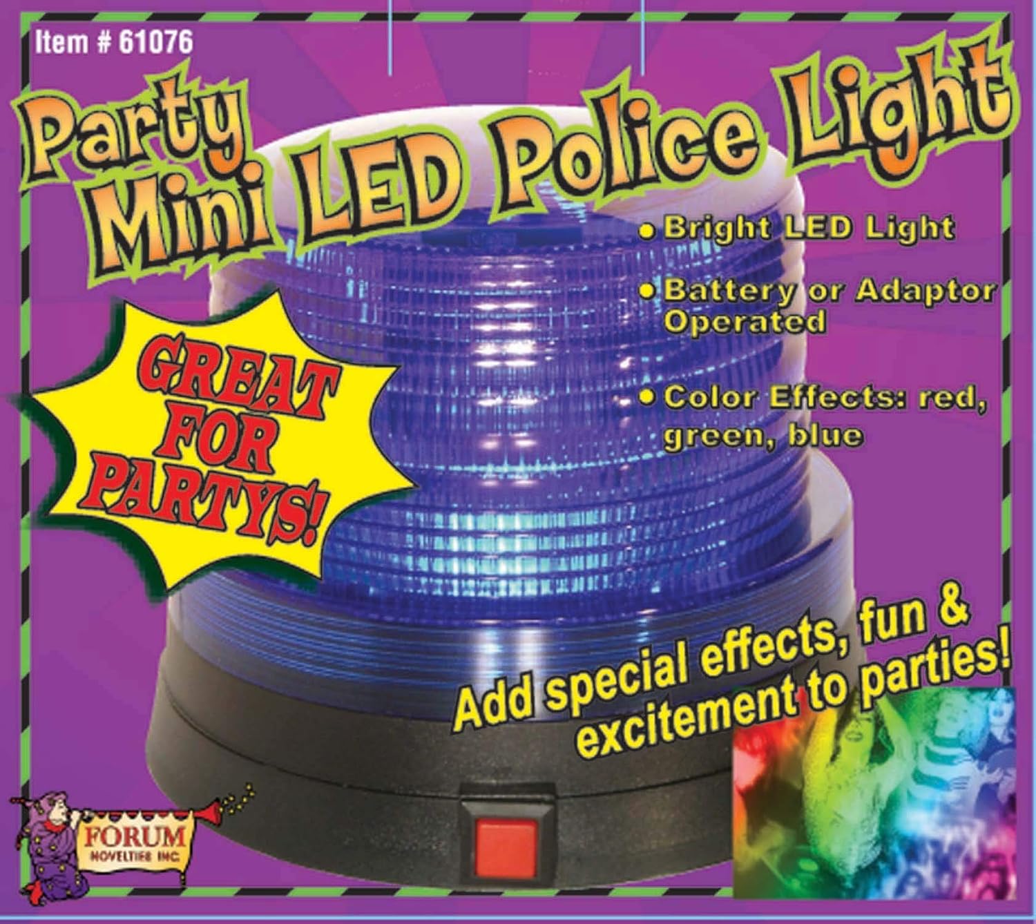 Forum Novelties Party Supplies 61076 LED Police Light Beacon Strobe Party, Blue, One Size, Pack of 1