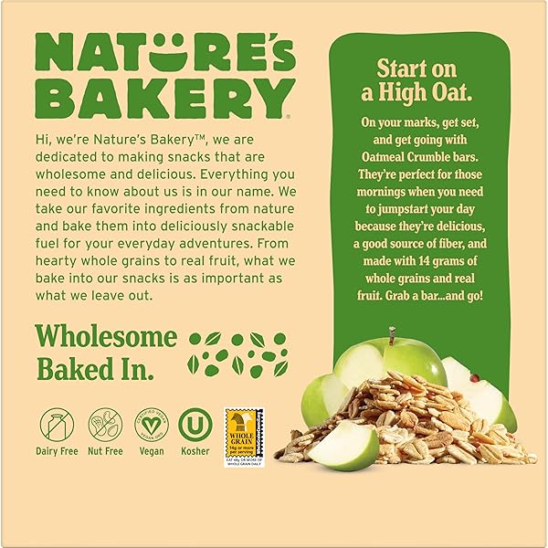 NATURE’S BAKERY OATMEAL CRUMBLE APPLE BARS, 1.41 OZ, 6 CT