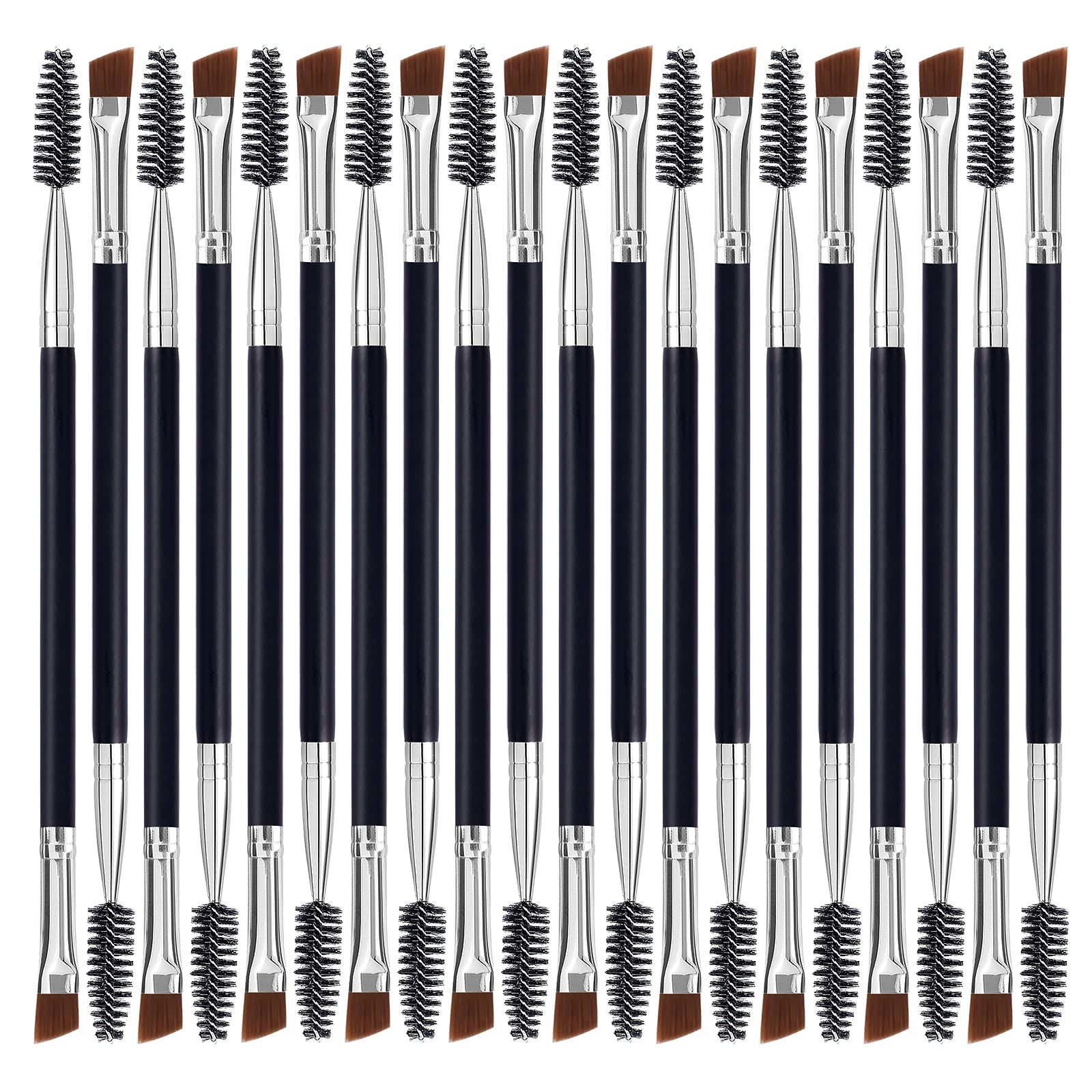 Duo Eye brow Brush, Angled Eyebrow Brush and Spoolie Brush, Eyelash Comb Eyebrow Brush Tool (20 Pcs)