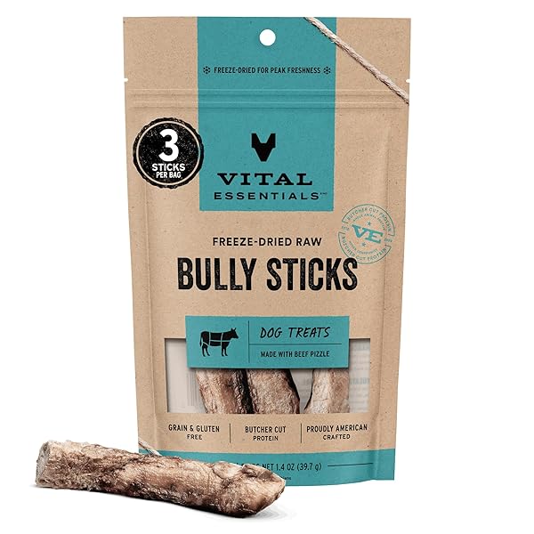 VITAL ESSENTIALS FREEZE DRIED BULLY STICKS DOG TREATS...